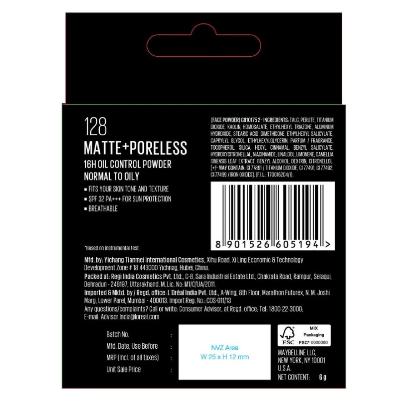 Maybelline New York Fit Me Matte + Poreless Compact Powder - 128 Warm Nude, 6 g-10.webp